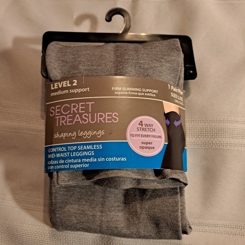 Secret Treasures women's size L/XL gray Control top seamless midwaist leggings
